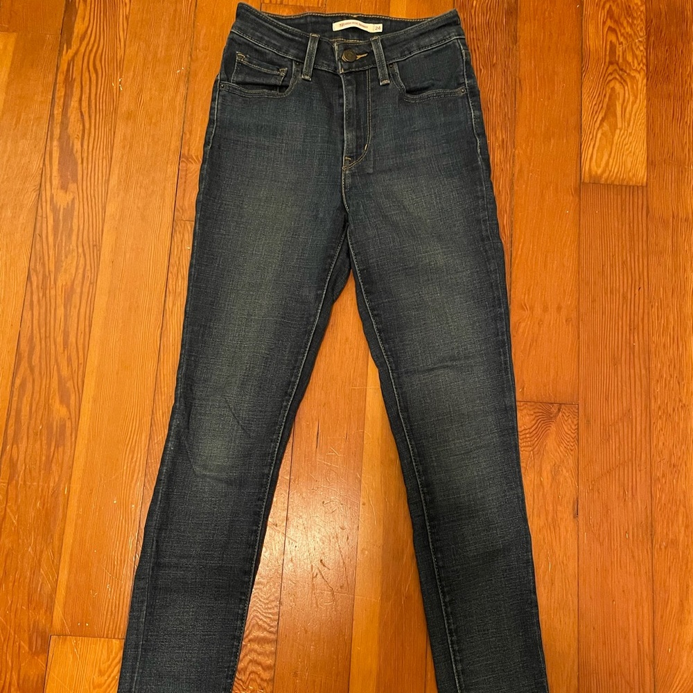 LEVIS 721 HIGH RISE SKINNY WOMENS DENIM BLUE JEANS HEMMED 24 - Picture 9 of 15